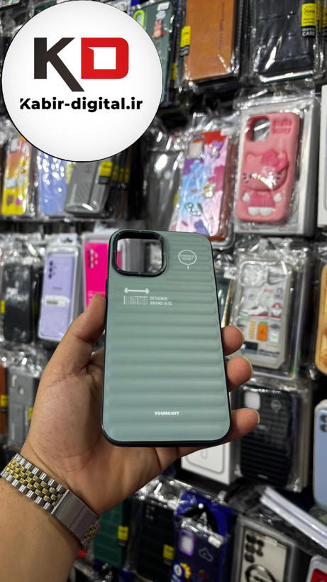قاب طرح ضد ضربه مات یانگ کیت YoungKit گوشی iphone 13 Pro Max اپل آیفون رنگ سبز آبی