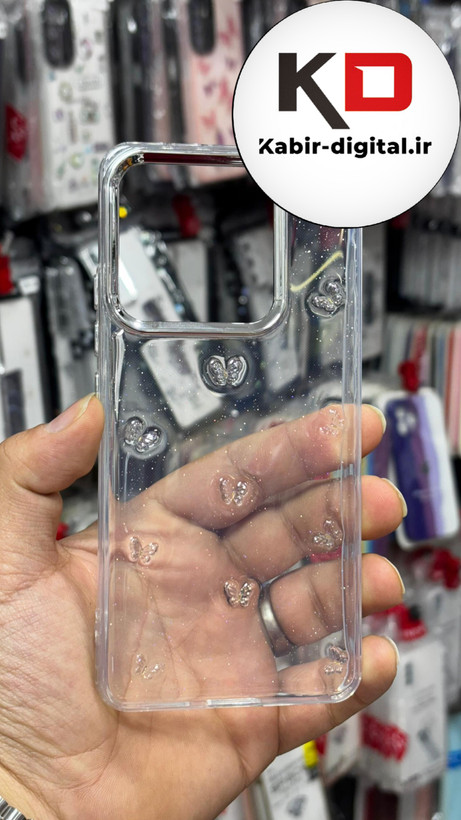 قاب گوشیRedmi Note 14 4G طرح اکلیلی رزینی پشت طلق شفاف لاکچری پرونه ایی دور محافظ متال