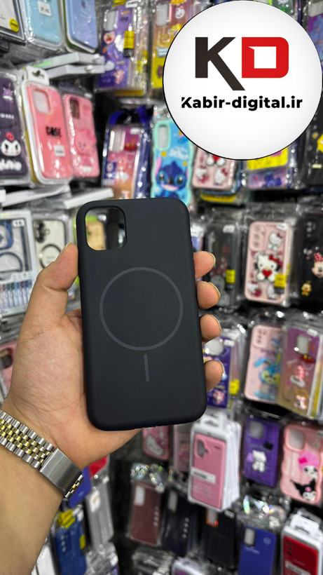 قاب گوشی iPhone 11 آیفون سیلیکونی اورجینال پاک کنی مگ سیف دار Magsafe درجه یک زیربسته مشکی