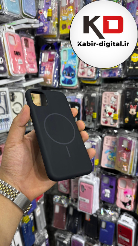 قاب گوشی iPhone 11 آیفون سیلیکونی اورجینال پاک کنی مگ سیف دار Magsafe درجه یک زیربسته مشکی
