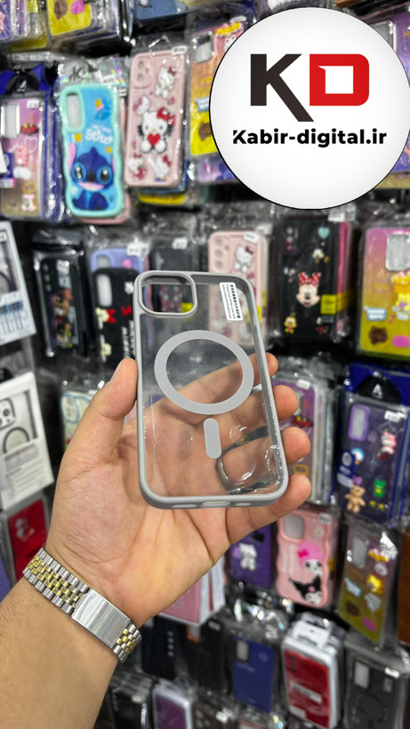 کاور مگسیف دار آیفون iphone13 رنگ خاکستری