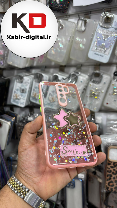 قاب گوشیRedmi Note 8 pro شیائومی طرح رزینی اکلیلی ستاره ایی IMD شفاف صورتی