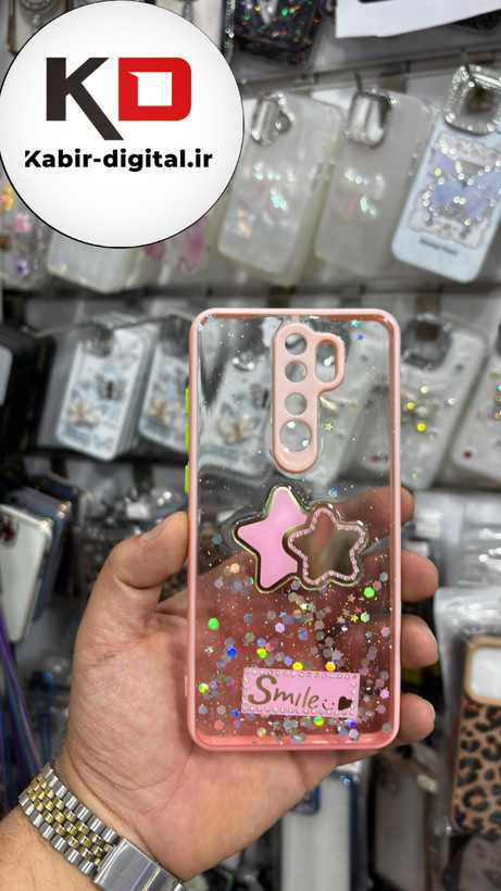 قاب گوشیRedmi Note 8 pro شیائومی طرح رزینی اکلیلی ستاره ایی IMD شفاف صورتی