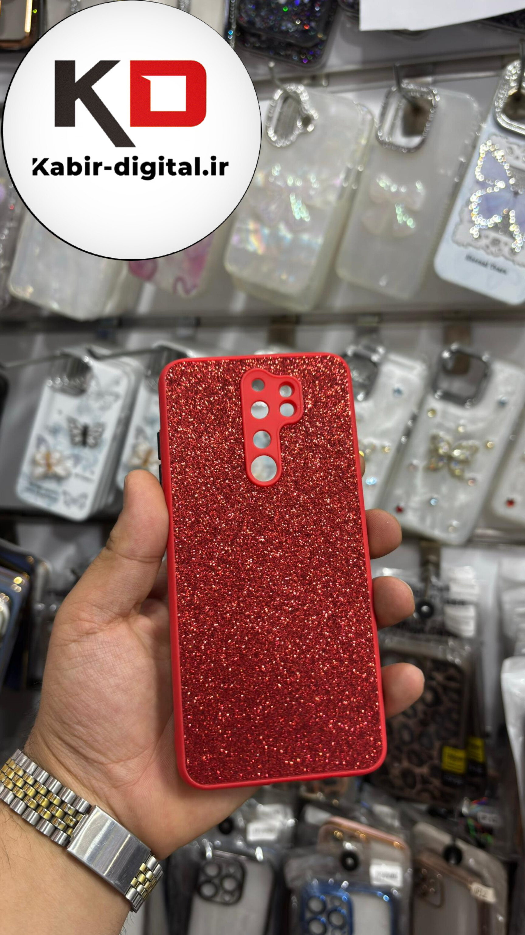 قاب گوشی Redmi Note 8 pro شیائومی اکلیلی سواروسکی محافظ لنز دار قرمز