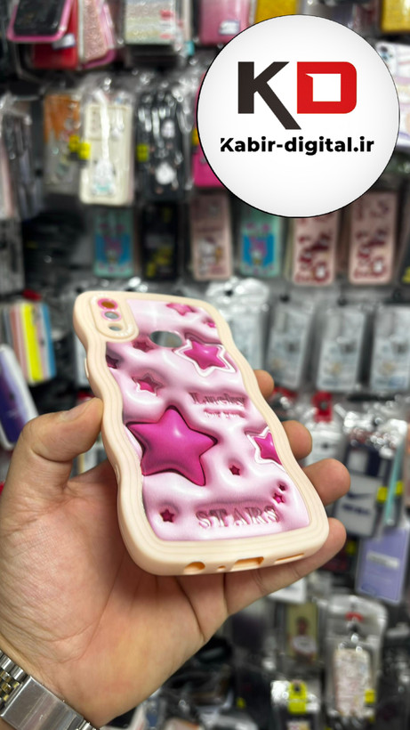 قاب گوشی Galaxy A10s سامسونگ منحنی دور سیلیکونی متال طرح سه بعدی ستاره ایی