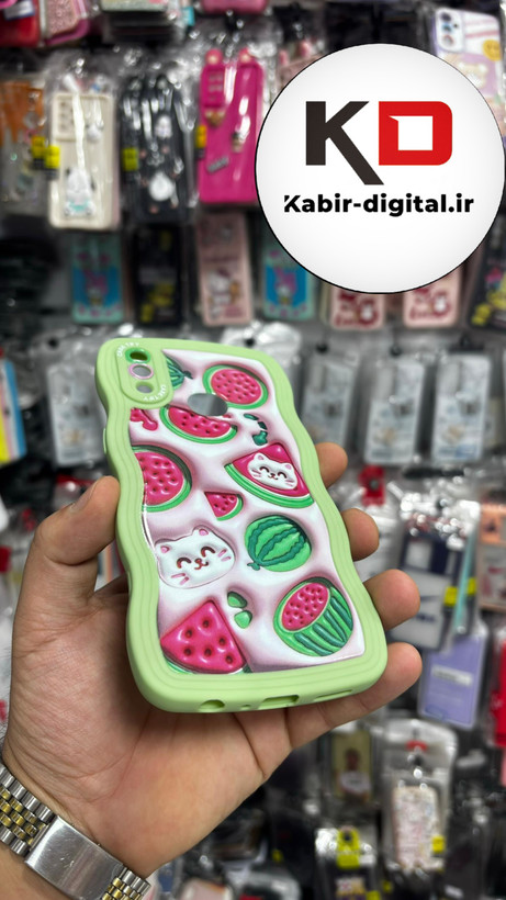 قاب گوشی Galaxy A10s سامسونگ منحنی دور سیلیکونی متال طرح سه بعدی هندوانه ایی