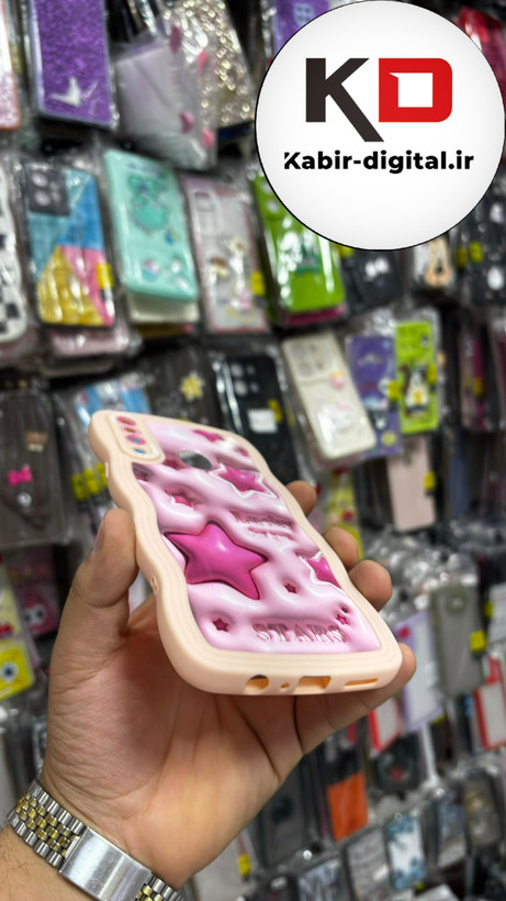 قاب گوشی Galaxy A20s سامسونگ منحنی دور سیلیکونی متال طرح سه بعدی ستاره ایی