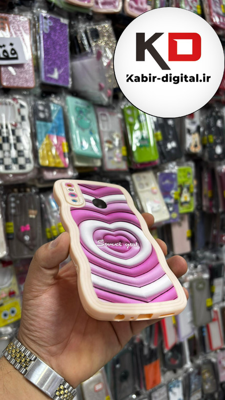 قاب گوشی Galaxy A20s سامسونگ منحنی دور سیلیکونی متال طرح سه بعدی قلبی