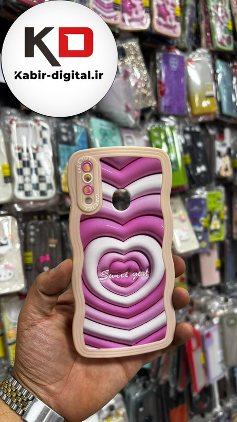 قاب گوشی Galaxy A20s سامسونگ منحنی دور سیلیکونی متال طرح سه بعدی قلبی