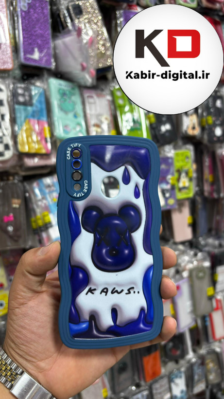 قاب گوشی Galaxy A20s سامسونگ منحنی دور سیلیکونی متال طرح سه بعدی سگ آبی