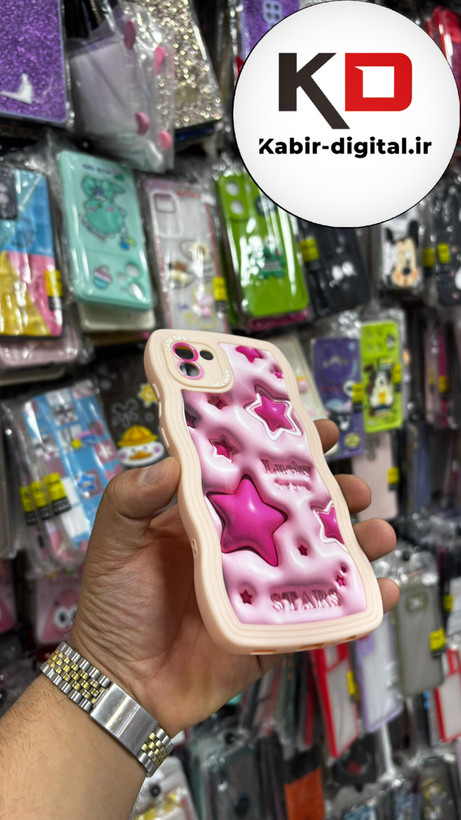 قاب گوشی Galaxy A03 سامسونگ منحنی دور سیلیکونی متال طرح سه بعدی ستاره ایی