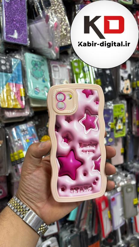 قاب گوشی Galaxy A03 سامسونگ منحنی دور سیلیکونی متال طرح سه بعدی ستاره ایی