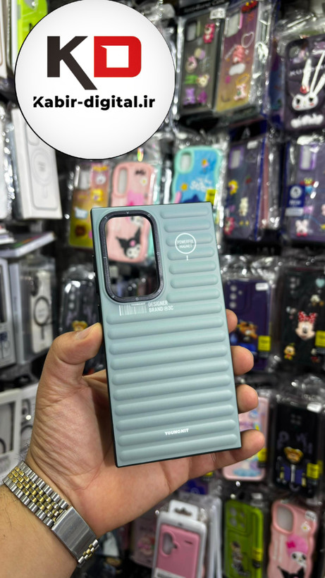 قاب گوشی Galaxy S24 Ultra سامسونگ طرح ضد ضربه مات یانگ کیت YoungKit طرح مگ سیف سبزآبی