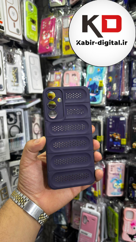 قاب گوشی Galaxy A16 سیلیکونی پافر PC توری زیر بسته محافظ لنز دار بنفش