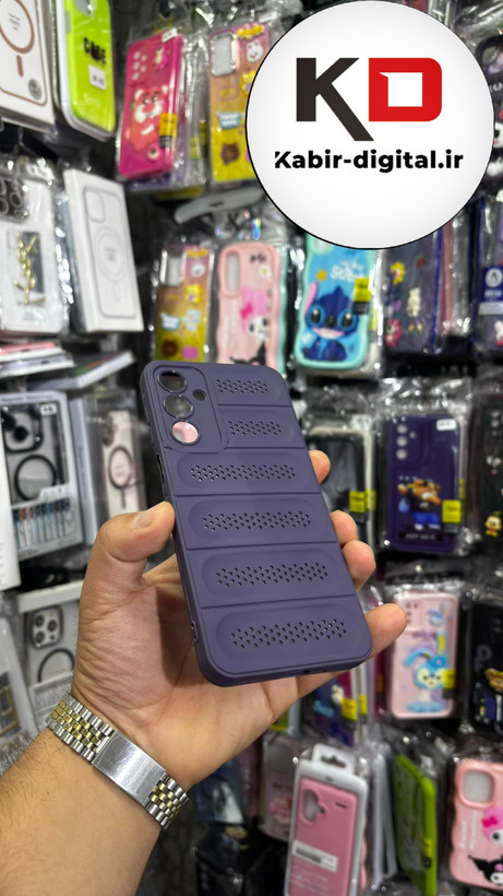 قاب گوشی Galaxy A16 سیلیکونی پافر PC توری زیر بسته محافظ لنز دار بنفش