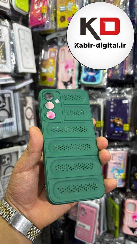 قاب گوشی Galaxy A16 سیلیکونی پافر PC توری زیر بسته محافظ لنز دار سبز