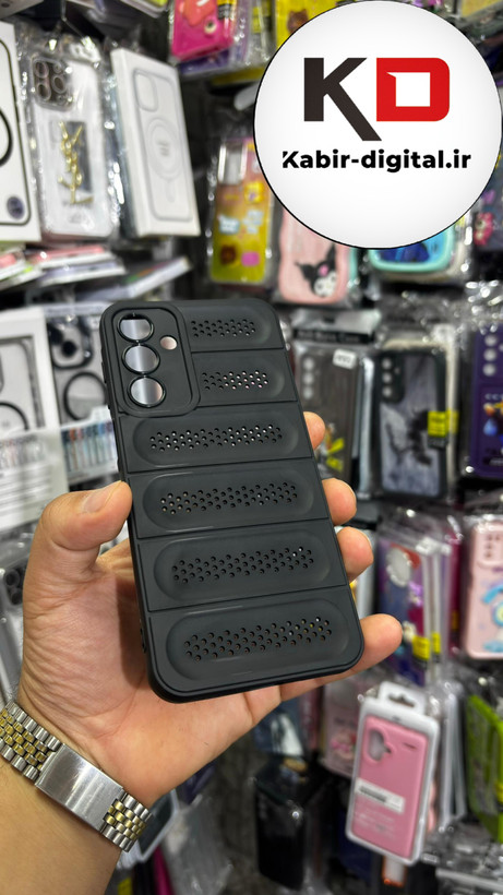 قاب گوشی Galaxy A16 سیلیکونی پافر PC توری زیر بسته محافظ لنز دار مشکی