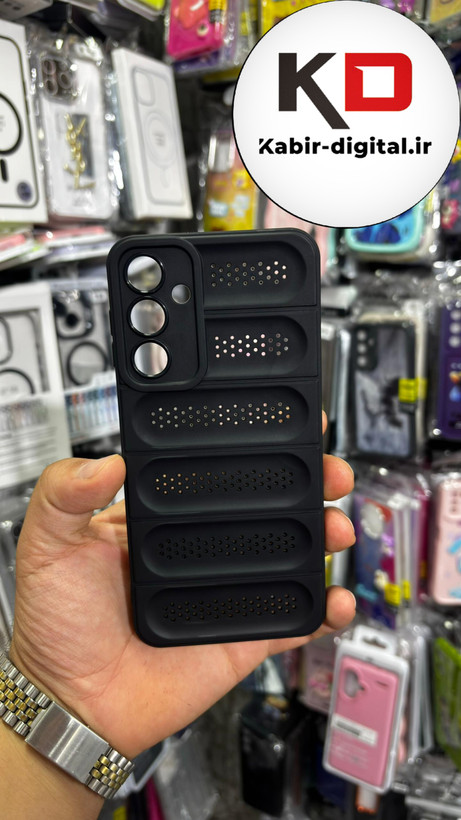 قاب گوشی Galaxy A16 سیلیکونی پافر PC توری زیر بسته محافظ لنز دار مشکی