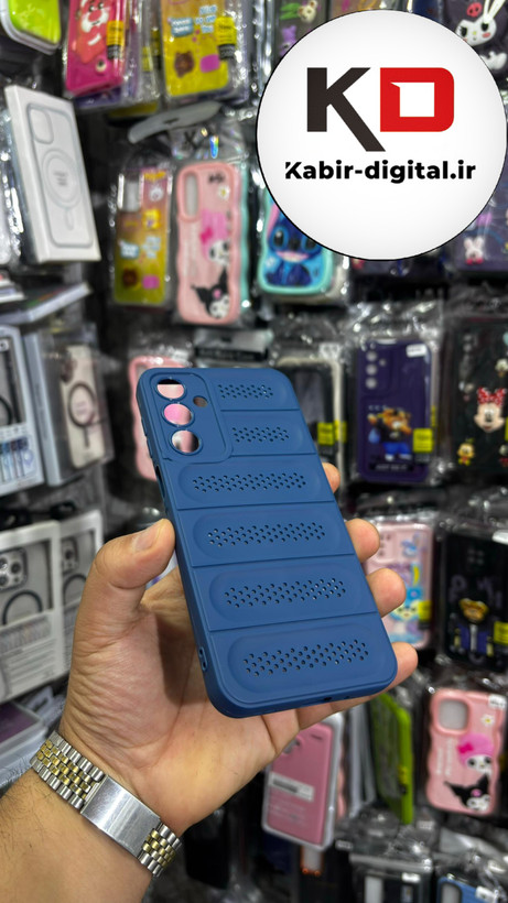 قاب گوشی Galaxy A16 سیلیکونی پافر PC توری زیر بسته محافظ لنز دار آبی
