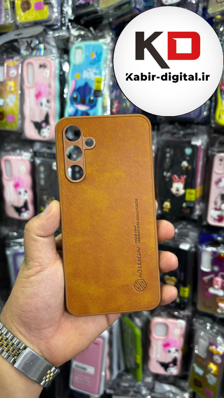 قاب گوشی Galaxy A16 سامسونگ نیلکین NILLKIN سوزنی چرمی محافظ لنز دار عسلی