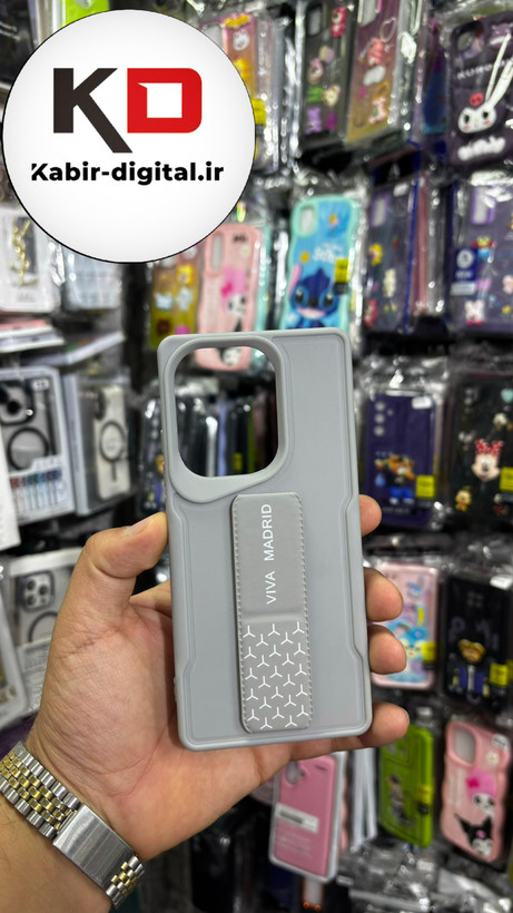 گارد پاپ استند VIVA MADRID قابلیت استند شو رنگ خاکستری مناسب برای قاب گوشی Redmi Note 13 Pro 4G / Poco M6 Pro 4G / Redmi Note 14S شیائومی