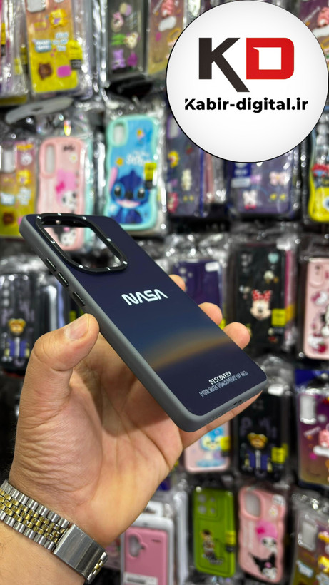 قاب گوشی Redmi Note 13 4G شیائومی اورجینال Grade A شیشه ای PVD براق دور سیلیکونی ضدخش ضد ضربه طرح NASA