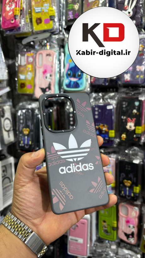قاب گوشی Redmi Note 13 4G شیائومی اورجینال Grade A شیشه ای PVD براق دور سیلیکونی ضدخش ضد ضربه طرح adidas