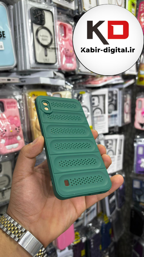 قاب گوشی Galaxy A10 سیلیکونی پافر PC توری زیر بسته محافظ لنز دار سبز