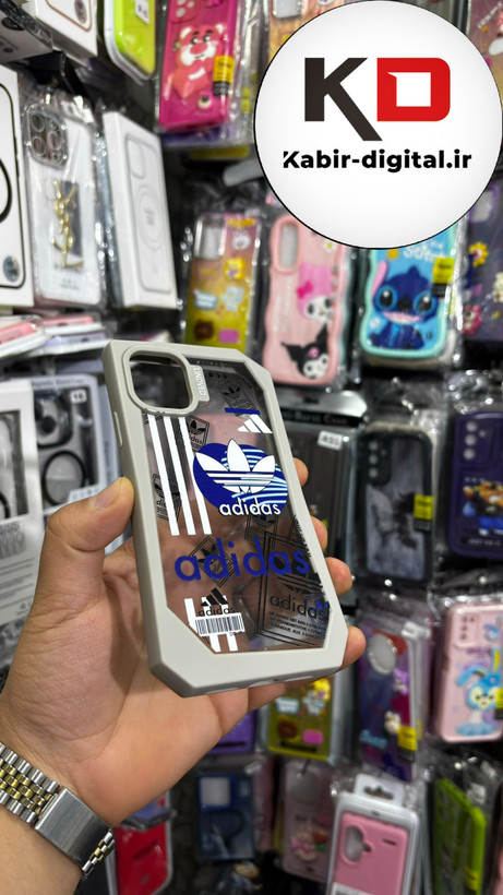 قاب گوشی iPhone 11 آیفون شفاف اورجینال LINOVEO فانتزی چند ضلعی طرح adidas طوسی