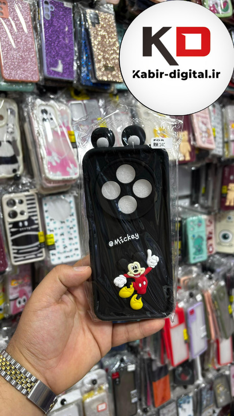 قاب گوشی Redmi 14C/Redmi A4/poco C75 شیائومی سیلیکونی Solid Case ضد ضربه عروسکی برجسته طرح میکی موس محافظ لنز دار