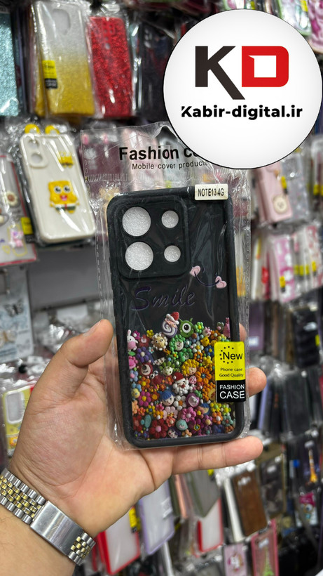 قاب گوشی Redmi Note 13 4G شیائومی سیلیکونی Solid فانتزی محافظ لنزدار طرح لبخند Smile مشکی