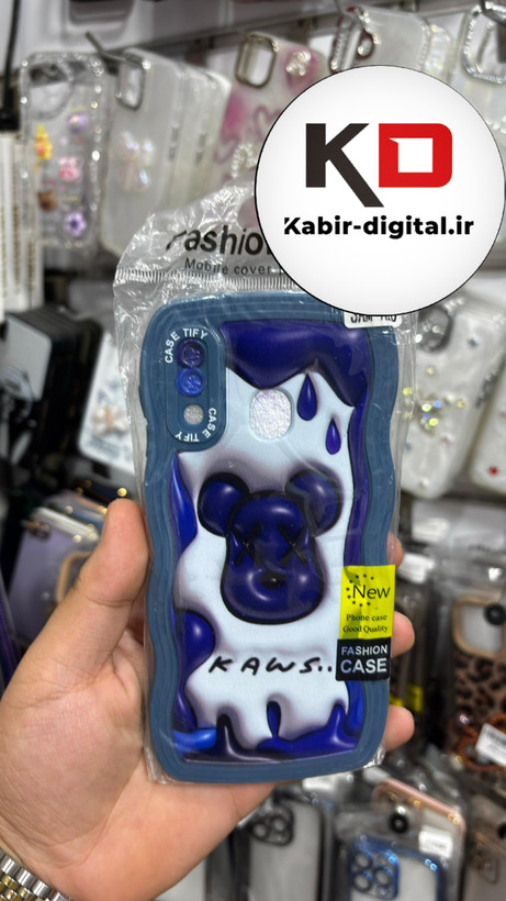 قاب گوشی Galaxy A20/A30 سامسونگ منحنی دور سیلیکونی آبی متال طرح سه بعدی سگ آبی