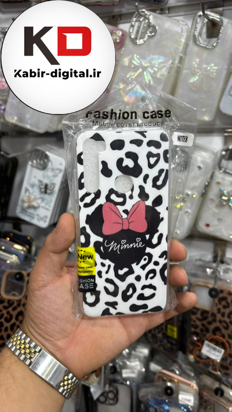 قاب گوشی Redmi Note 8شیائومی فانتزی اورجینال Grade A شیشه ای PVD براق دور سیلیکونی ضدخش ضد ضربه طرح میکی موس