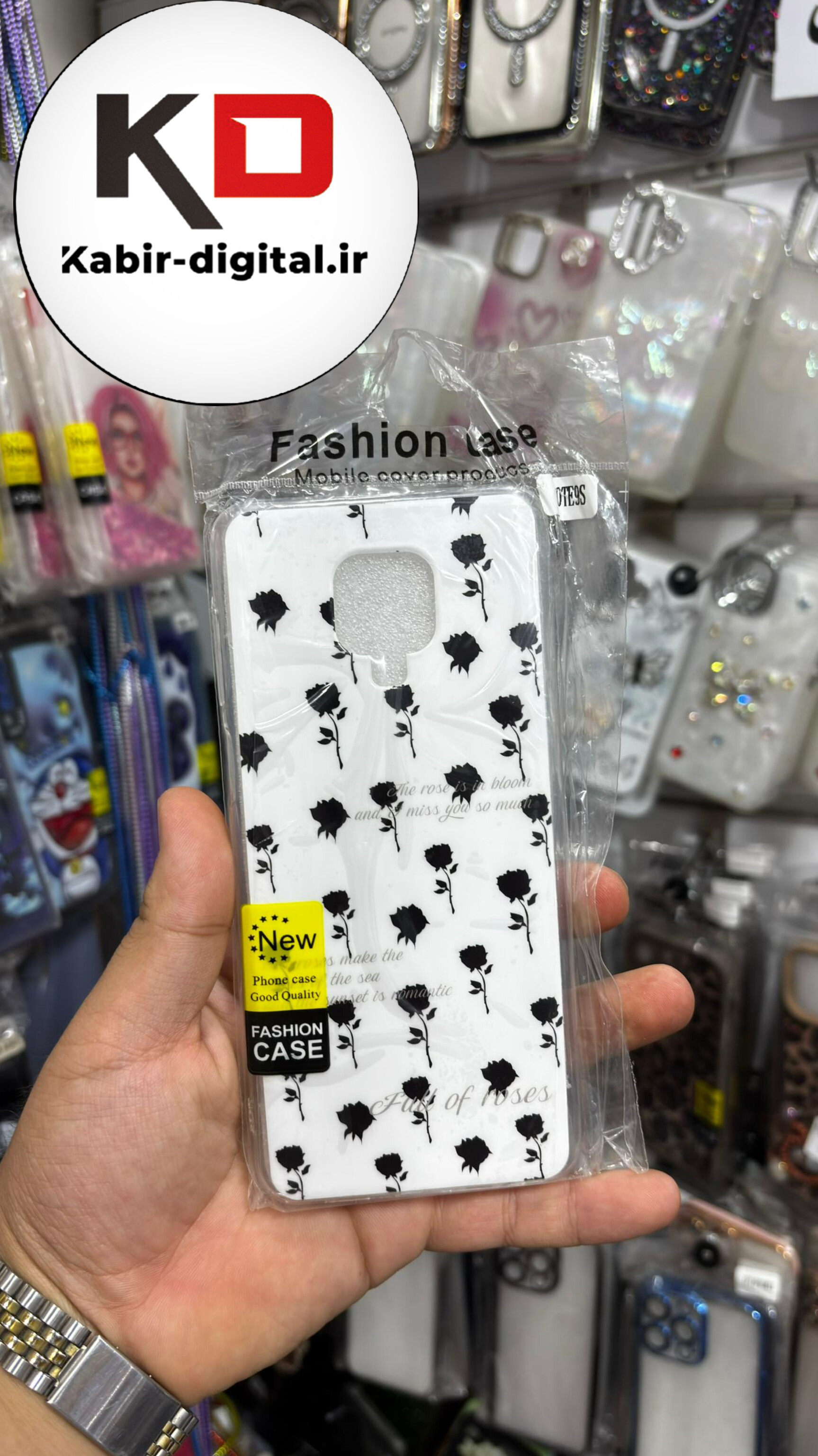 قاب گوشی Redmi Note 9s/ Note 9 pro/Poco M2 pro شیائومی فانتزی اورجینال Grade A شیشه ای PVD براق دور سیلیکونی ضدخش ضد ضربه طرح گل مشکی