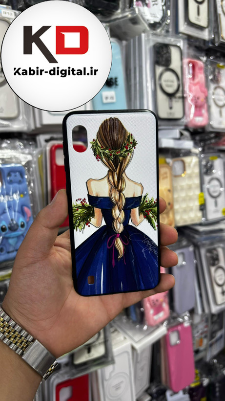 قاب گوشی Galaxy A10 سامسونگ فانتزی اورجینال Grade A شیشه ای PVD براق دور سیلیکونی ضدخش ضد ضربه طرح دخترانه