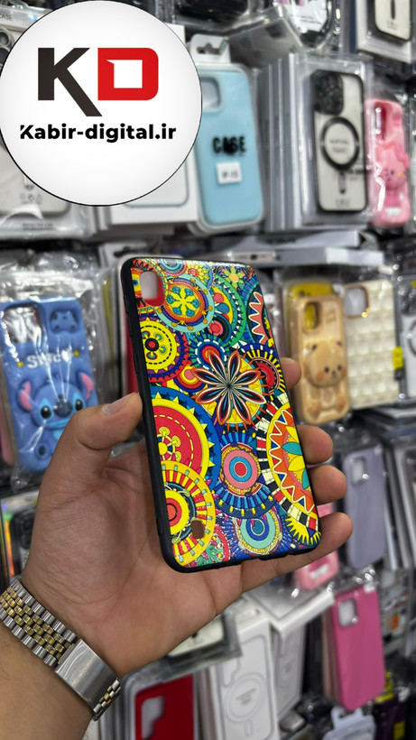 قاب گوشی Galaxy A10 سامسونگ فانتزی اورجینال Grade A شیشه ای PVD براق دور سیلیکونی ضدخش ضد ضربه طرح گل