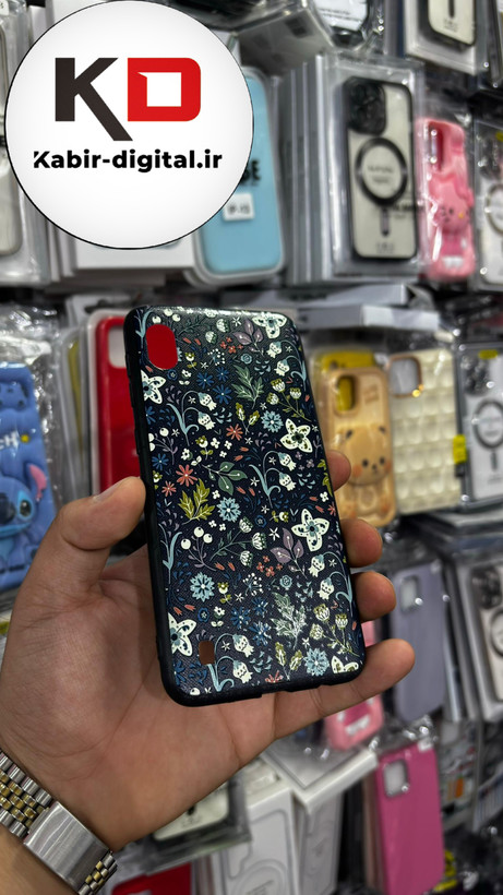 قاب گوشی Galaxy A10 سامسونگ فانتزی اورجینال Grade A شیشه ای PVD براق دور سیلیکونی ضدخش ضد ضربه طرح گل