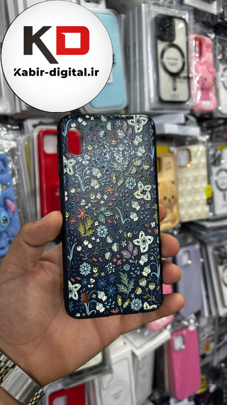 قاب گوشی Galaxy A10 سامسونگ فانتزی اورجینال Grade A شیشه ای PVD براق دور سیلیکونی ضدخش ضد ضربه طرح گل