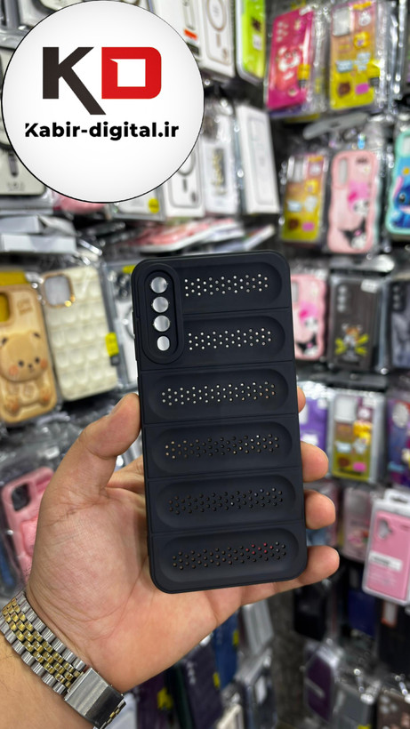 قاب گوشی Galaxy A30s/A50/A50s سیلیکونی پافر PC توری زیر بسته محافظ لنز دار مشکی