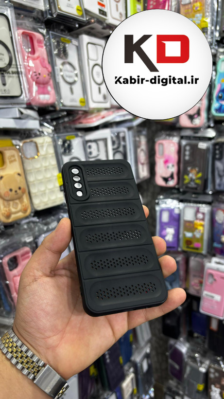 قاب گوشی Galaxy A30s/A50/A50s سیلیکونی پافر PC توری زیر بسته محافظ لنز دار مشکی