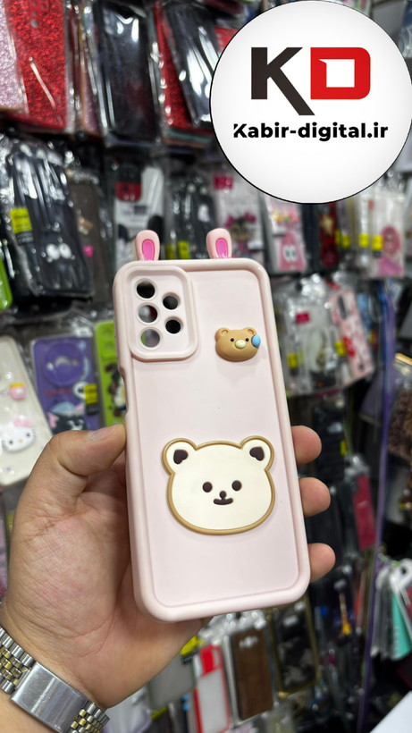 قاب گوشی Galaxy A13 4gسامسونگ سیلیکونی Solid Case ضد ضربه عروسکی برجسته طرح خرس محافظ لنز دار