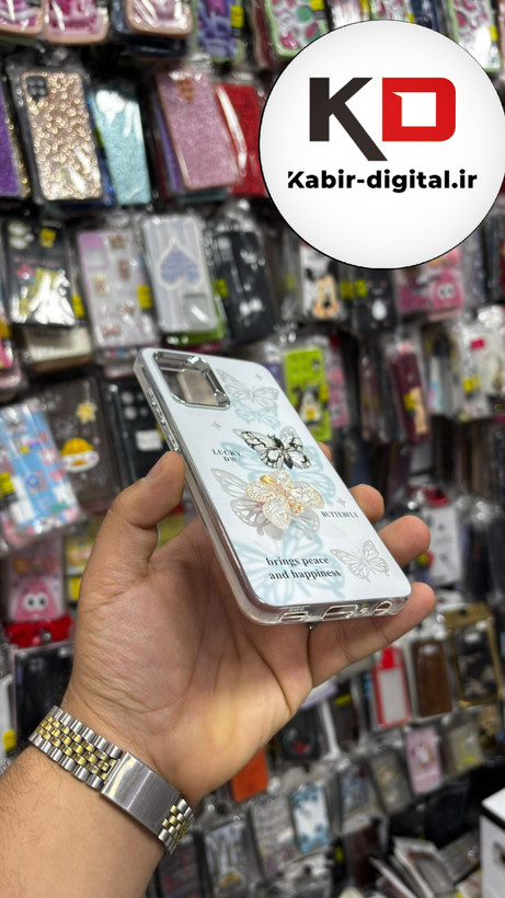 قاب گوشی Galaxy A32 4G سامسونگ فانتزی سخت Hard لیزری عروسکی برجسته اسپینردار طرح پروانه کیوت
