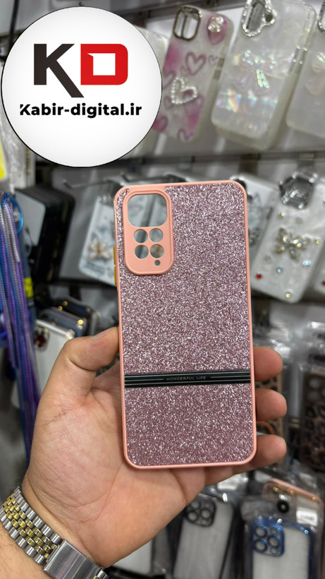 قاب گوشی Note 11 /Note11s/Note 12sشیائومی اکلیلی سواروسکی محافظ لنز دار صورتی