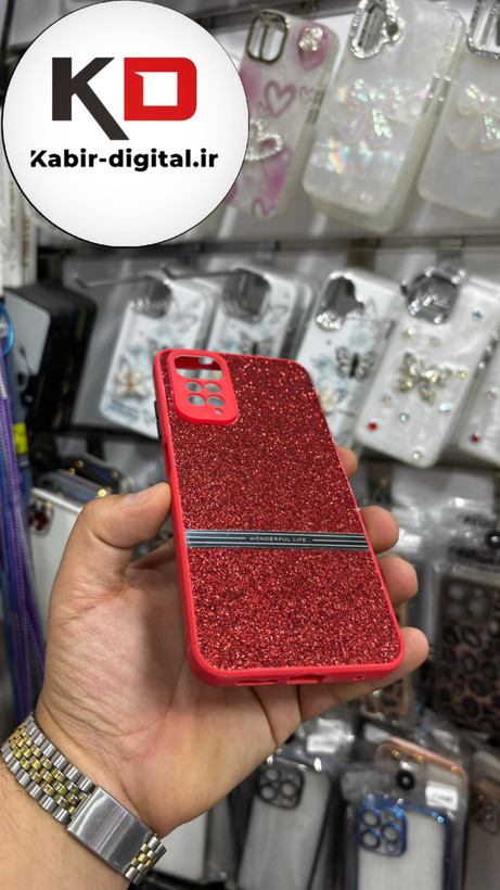 قاب گوشی Note 11 /Note11s/Note 12sشیائومی اکلیلی سواروسکی محافظ لنز دار قرمز