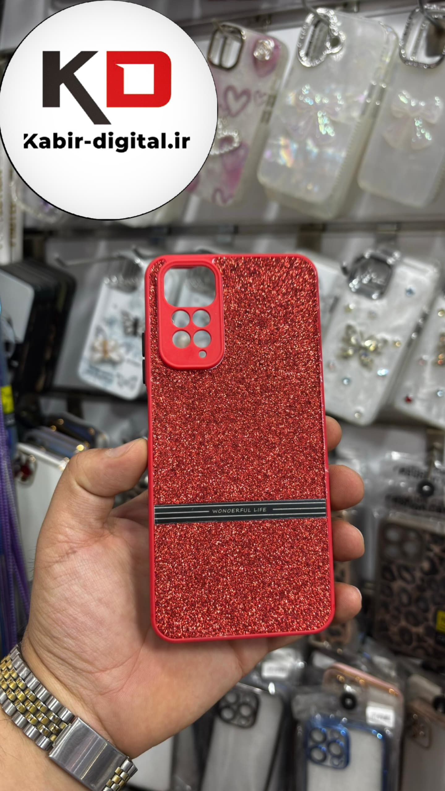 قاب گوشی Note 11 /Note11s/Note 12sشیائومی اکلیلی سواروسکی محافظ لنز دار قرمز