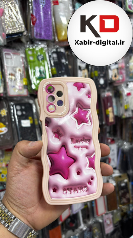 قاب گوشی Galaxy A24 - Galaxy A54- Galaxy A14 سامسونگ منحنی دور سیلیکونی متال طرح سه بعدی ستاره صورتی