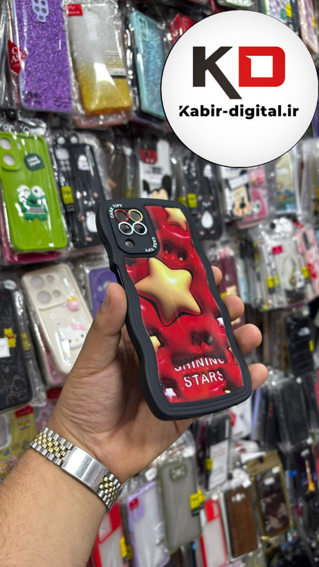 قاب گوشی Galaxy A22 4g - Galaxy M32 سامسونگ منحنی دور سیلیکونی متال طرح سه بعدی ستاره زرد