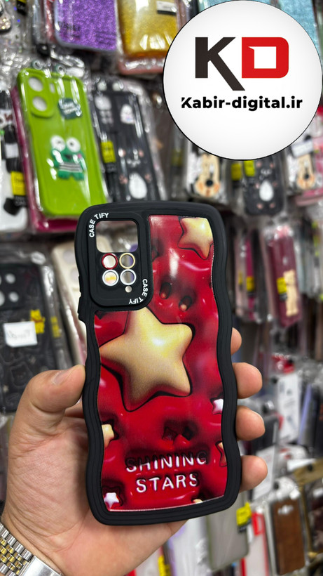 قاب گوشی Redmi Note 12 Pro 4g شیائومی منحنی دور سیلیکونی متال طرح سه بعدی ستاره زرد