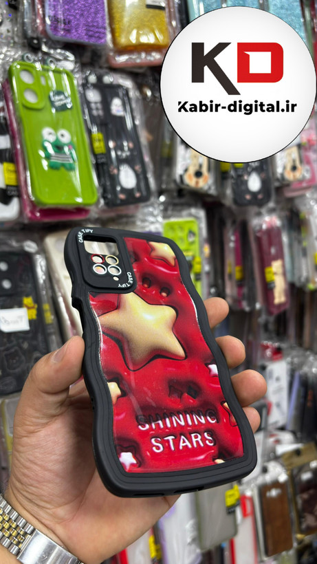 قاب گوشی Redmi Note 12 Pro 4g شیائومی منحنی دور سیلیکونی متال طرح سه بعدی ستاره زرد