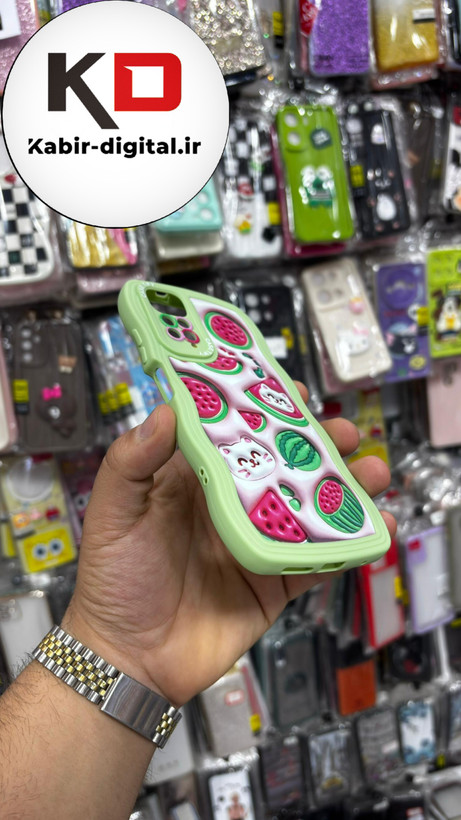 قاب گوشی Note 11 /Note11s/Note 12sشیائومی منحنی دور سیلیکونی متال طرح سه بعدی هندوانه
